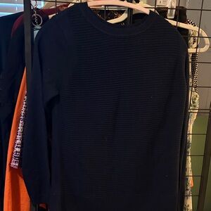 Hilary Radley Navy Ribbed Knit Top